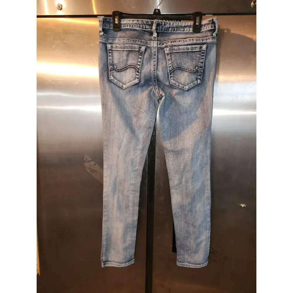 Rue21 Low-Rise Skinny Jeans Womens Size S Light Wash Distressed Denim